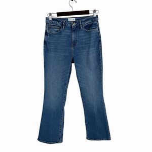 Frame Denim Bixby Le Crop Mini Bootcut Jeans 28 High Waisted Medium Wash Stretch